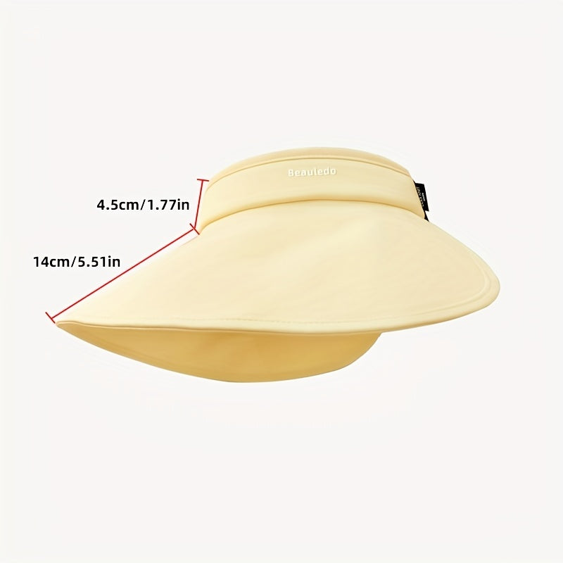 Wide Brim Foldable Visor Hat Solid UV Protection Sun Hat