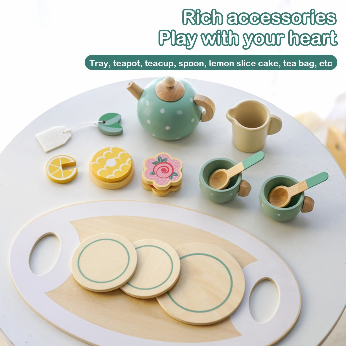 Wooden Tea Set Pretend Play for Toddlers