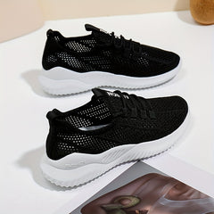 Women's Breathable Woven Sneakers Casual Lace Up Outdoor Shoes