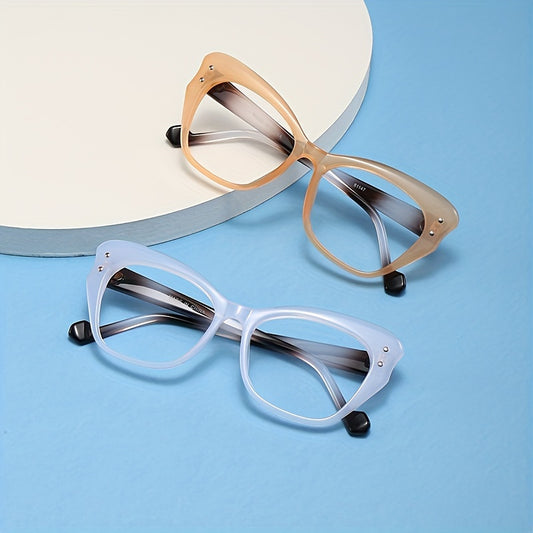 Retro Jelly Rivet Cat Eye Square Clear Lens Computer Glasses
