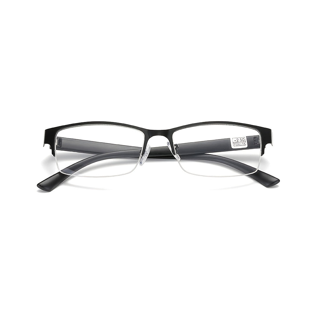 Semi Rimless Reading Glasses Men's Business Eyeglasses