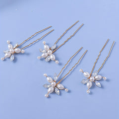 4pcs Faux Pearl Rhinestone Bridal Hairpin Wedding Hair Accessories