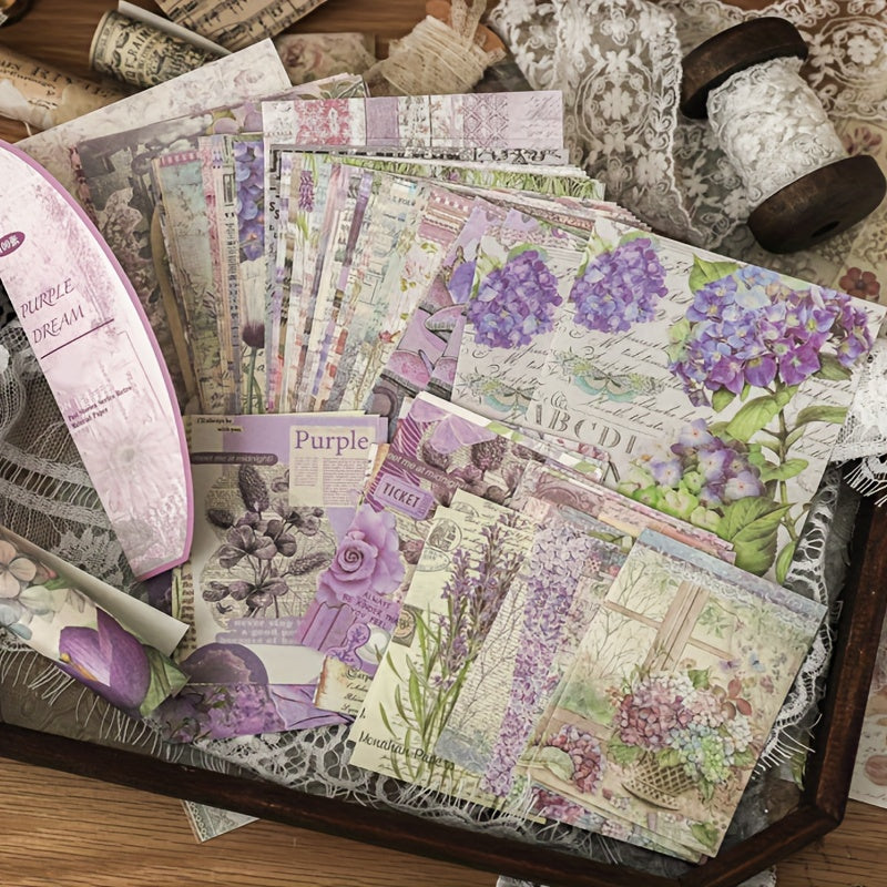 100pcs Vintage Story Series Floral & Botanical DIY Scrapbooking Kits