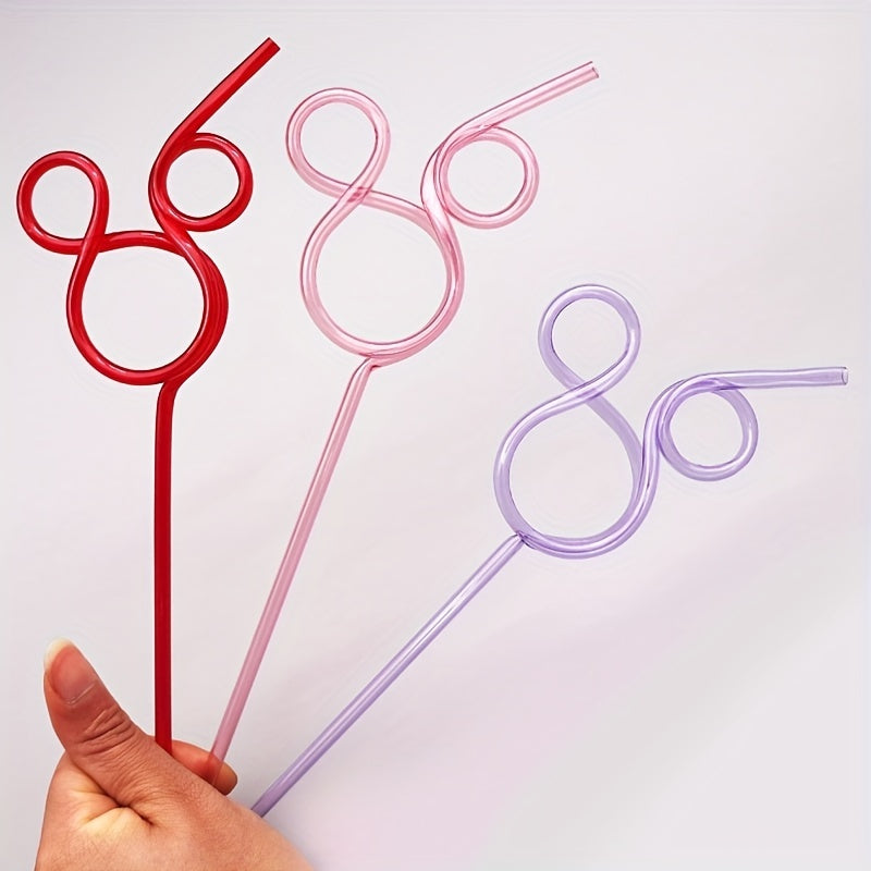 6pcs Mouse Shaped Reusable Colorful Straws Party Supplies