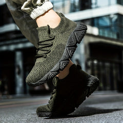 Men's Breathable Woven Knit Cushioned Shoes Lightweight Outdoor Sneakers