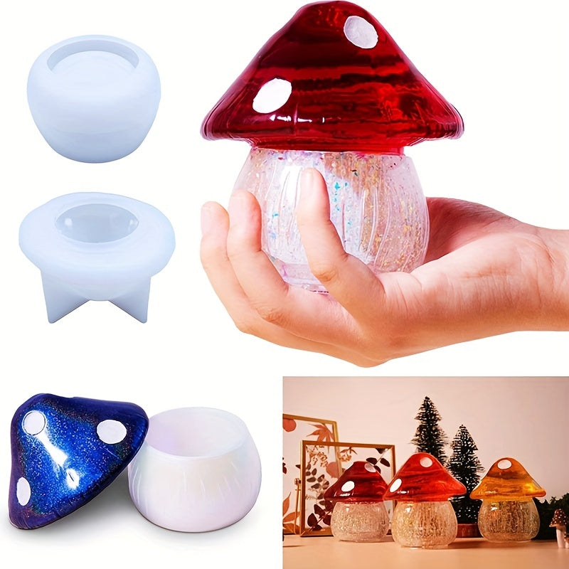 Resin Mushroom Decor Jar Mold With Lid