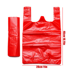 100pcs Red Supermarket Shopping Bags Takeaway Bags Convenience Bags