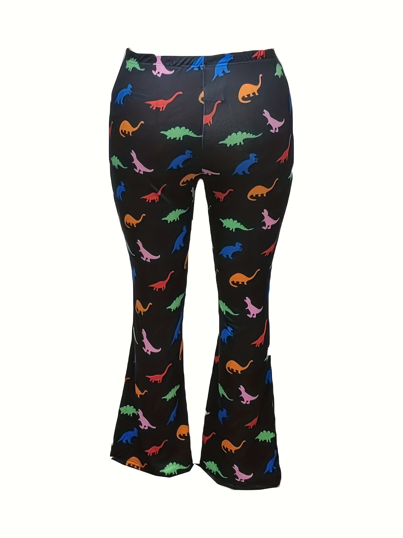 Women's Plus Dinosaur Print High Rise Flared Pants