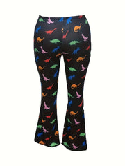 Women's Plus Dinosaur Print High Rise Flared Pants