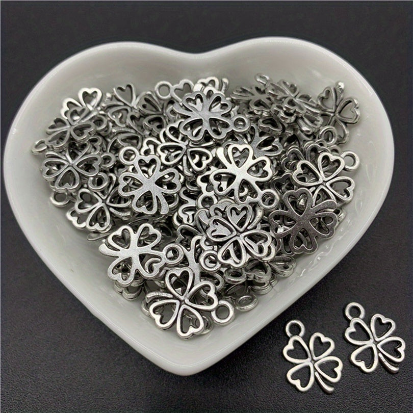 30pcs Alloy Bead Caps Clover Shape Pendant Charms for Jewelry Making