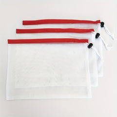 3pcs Polyester Drawstring Storage Bags for Kids Mesh Organizer Pouches