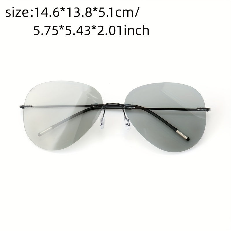 Men's Polarized Sunglasses HD Rimless Driving Fishing Goggles