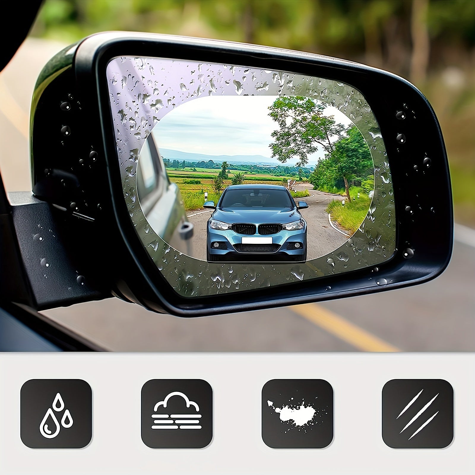 2pcs Car Mirror Film Rainproof Waterproof Anti Fog HD Protection Sticker