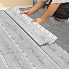 10pcs Grey Wooden Floor Tiles Waterproof for Bathrooms & Kitchens