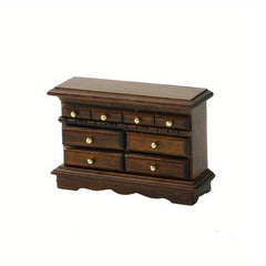 1:16 Dollhouse Furniture Wooden Cabinet w/ 3 Drawers & Golden Knobs