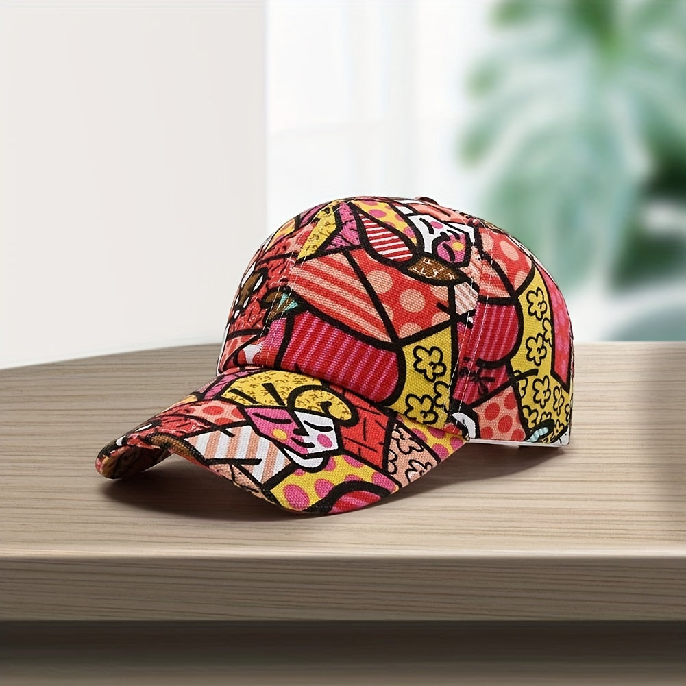 Graffiti Print Baseball Cap Cotton Shade Hat Men Women Adjustable Letter Hat