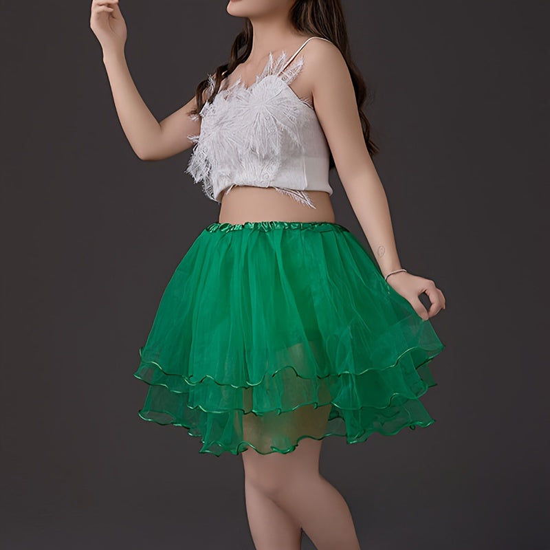 Adult Tutu Skirt 4 Layer Tulle Dance Skirt with Mesh Overlay
