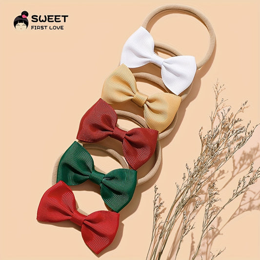Baby Girls Sweet Bowknot Headband Soft Nylon Elastic Hairband