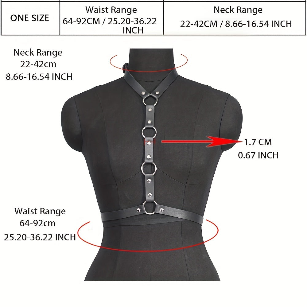 Gothic PU Leather Belt Chest Harness for Women Punk Rivet Body Harness
