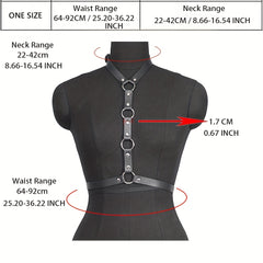 Gothic PU Leather Belt Chest Harness for Women Punk Rivet Body Harness