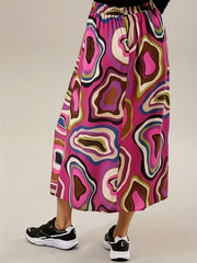  Allover Print Elastic Waist High Rise Skirt