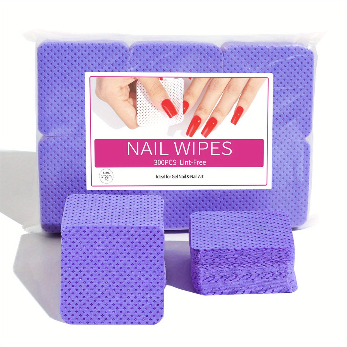 300pcs Lint Nail Wipes Gel Polish Remover Pads Eyelash Glue Cleaning