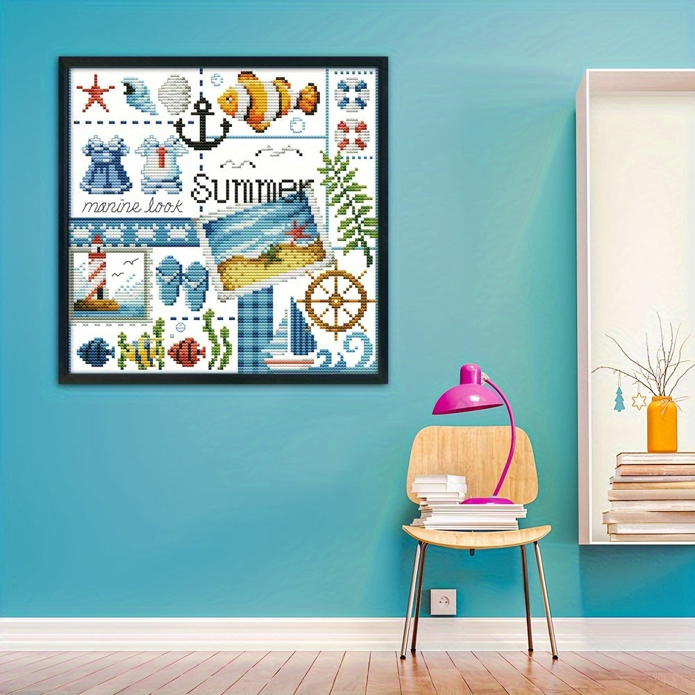 Four Seasons Stamped Cross Stitch Kit 14CT DIY Needlework Decor