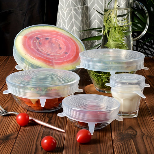 6pcs Silicone Stretch Lids Reusable Food Bowl Covers