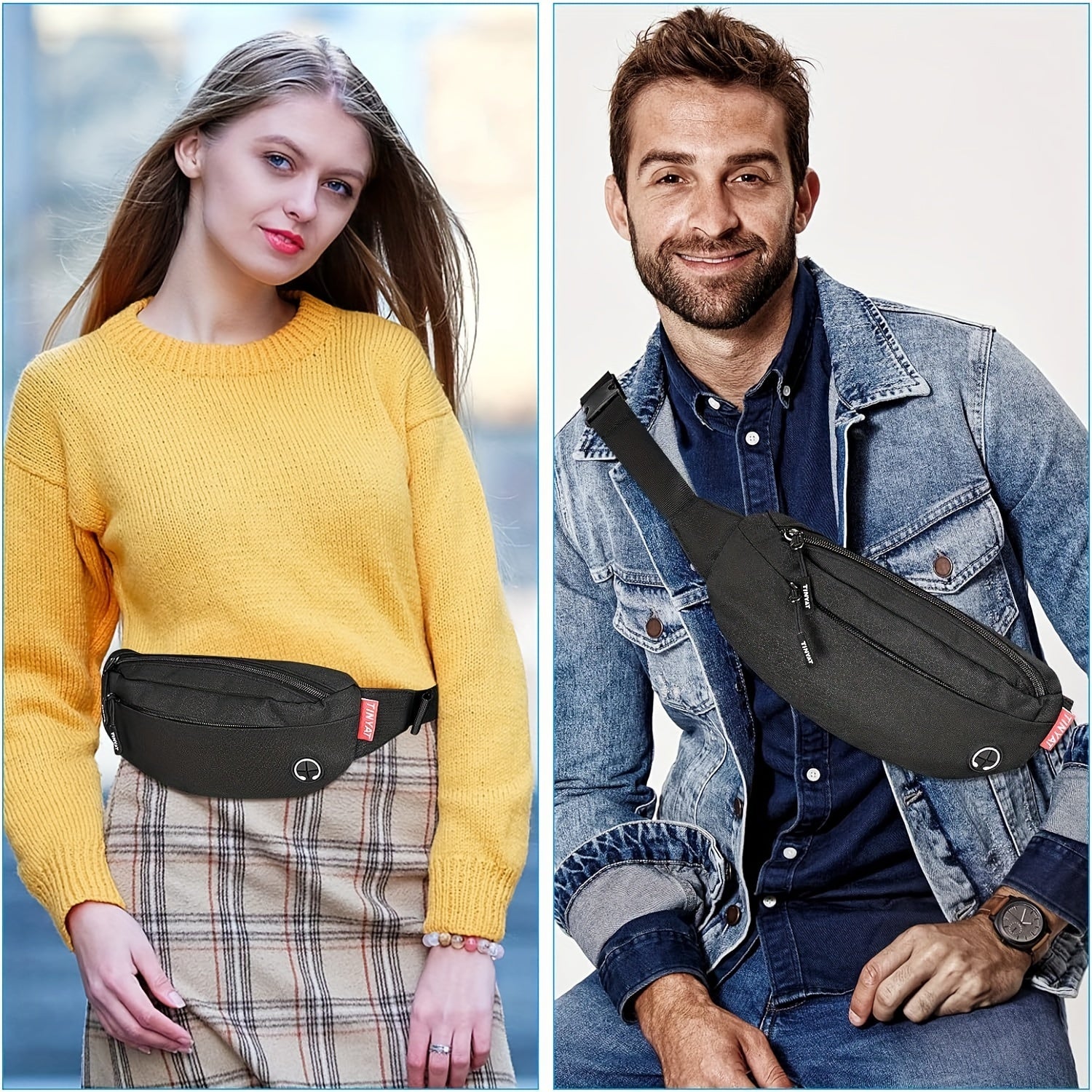 Waterproof Nylon Waist Bag with Anti-theft Zipper Compartment