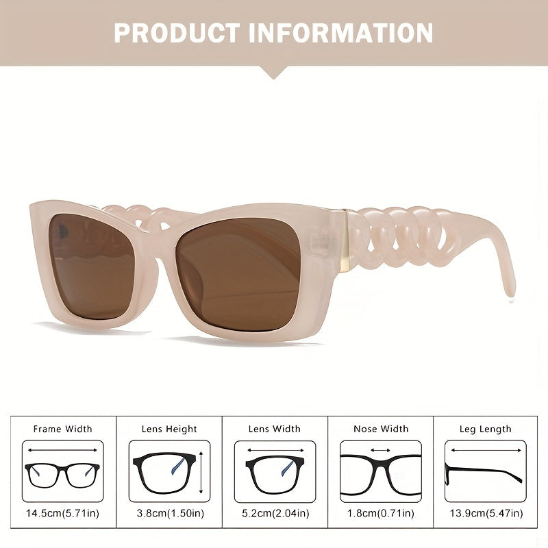 Square Frame Twisted Legs Sunglasses UV400 Sun Protection