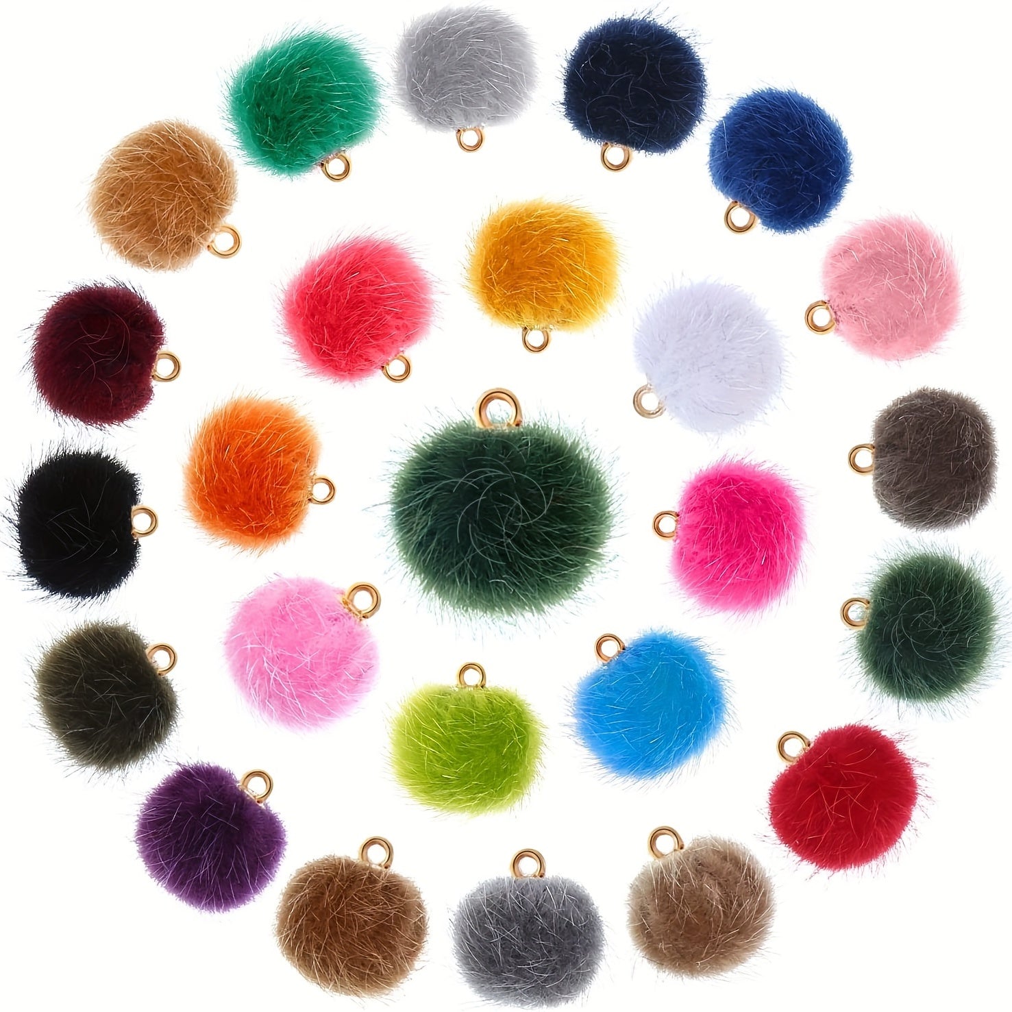 10pcs Mink Plush Pendant With Hole Keychain DIY Jewelry Mixed Y2K Charms