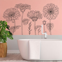 2pcs Daisy Flower Stickers Self-adhesive Removable PVC Wall Decals