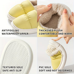 Women's Plush Lined Slippers Waterproof Colorblock Fuzzy Shoes