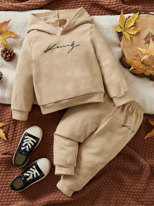 Boy's Letter Graphic Hoodie Sweatshirt and Jogger Pants Set