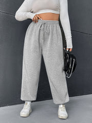  Casual Pants Women's Plus Solid Elastic Drawstring High Rise