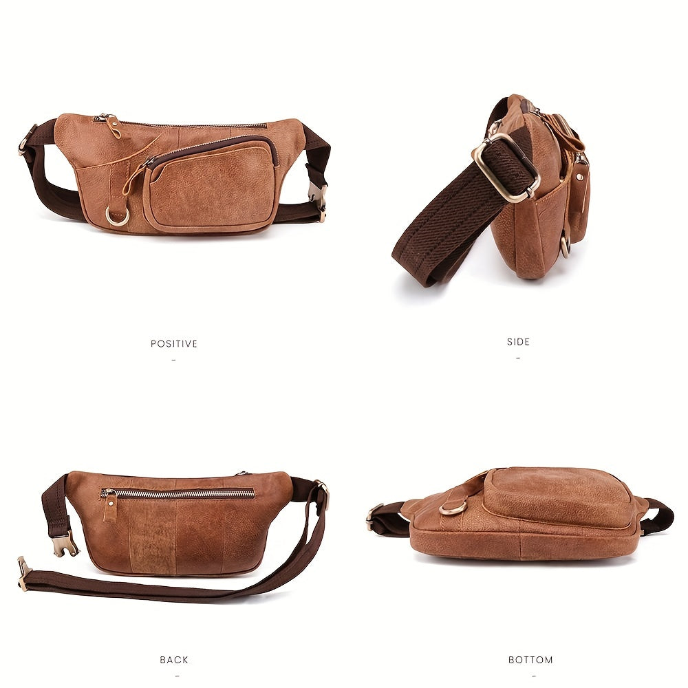 Men's Leather Waist Bag Outdoor Mobile Phone Chest Bag