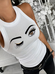 Eye Print Lashes Graphic Tank Top Women's Tunic Cami