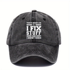 I Fix Stuff Baseball Cap Printed Washed Distressed Dad Hats