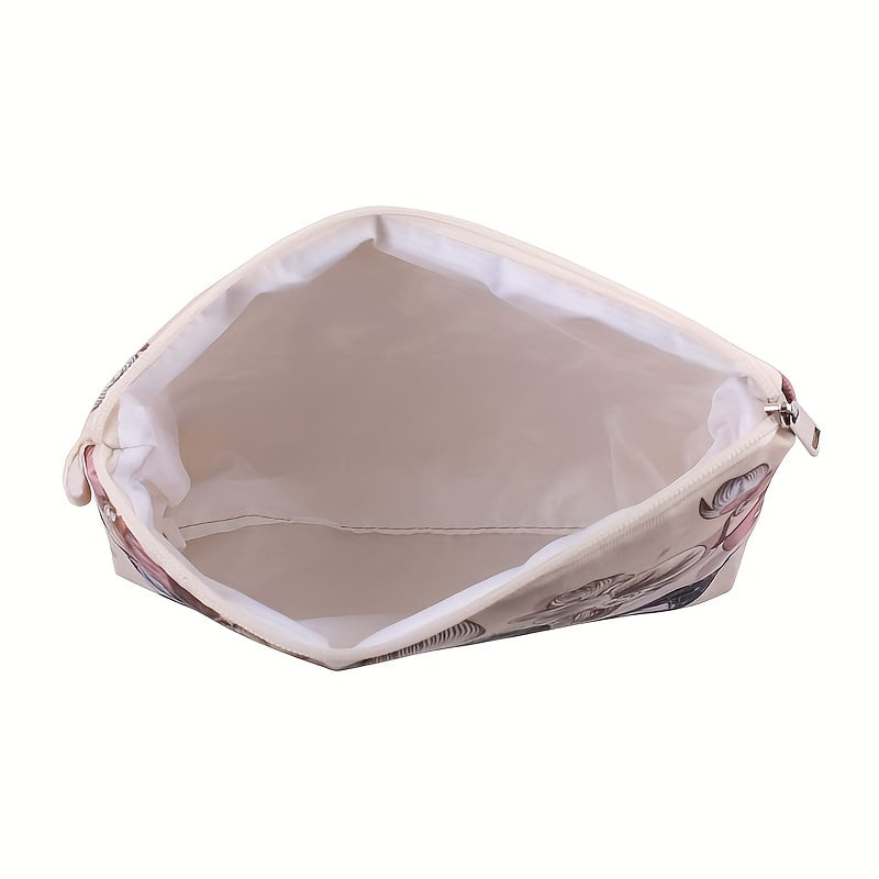 Vintage Butterfly Pattern Makeup Zipper Bag Lightweight Portable Cosmetic Bag