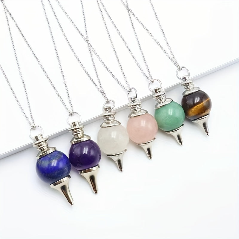 Soul Pendulum Roundness Healing Crystal Necklace Wire Wrapped