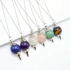 Soul Pendulum Roundness Healing Crystal Necklace Wire Wrapped
