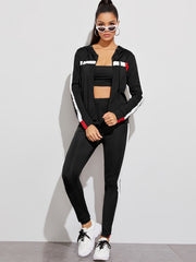 2pc Set Zip Up Hoodies & High Waist Side Striped Sweatpants
