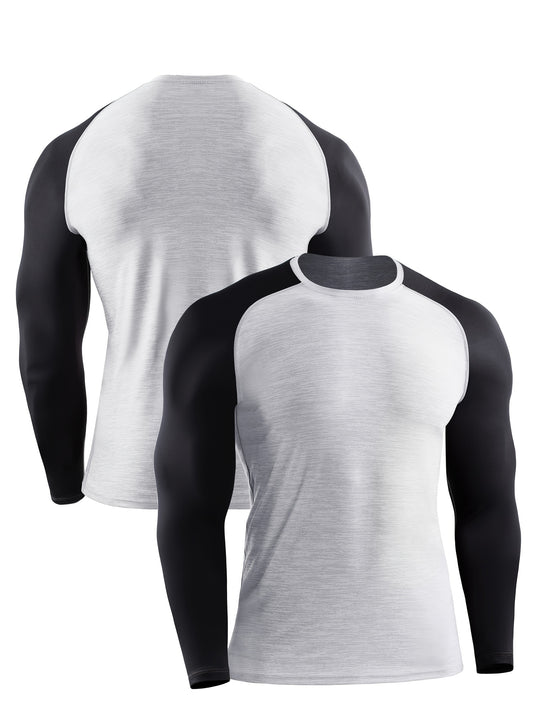 Men's Long Sleeve Block Sport Sweatshirt Quick Drying Loose T shirt