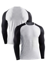 Men's Long Sleeve Block Sport Sweatshirt Quick Drying Loose T shirt