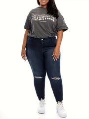 Distressed Ripped High Rise Skinny Jeans Plus Size