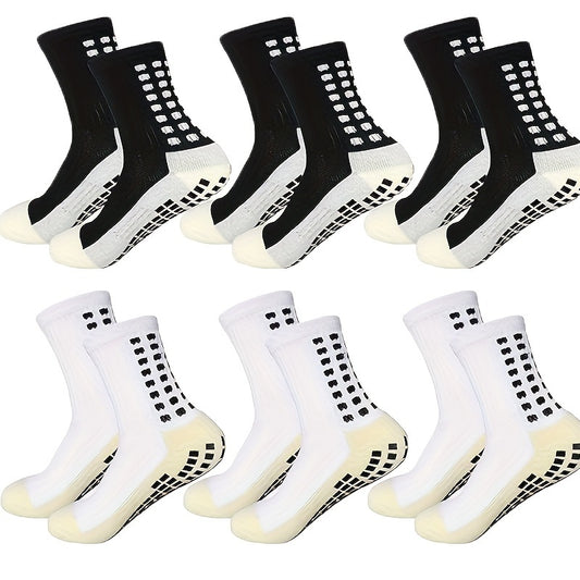 Men's Non Slip Football Socks Crew Grip Socks for Football Basketball