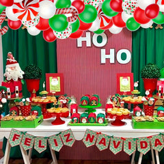 Christmas Balloon Garland Set Red Green Balloon Candy Cane Windmill Foil Balloon