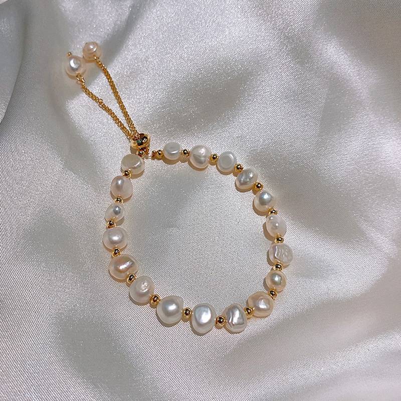 Baroque Pearl Bracelet with Gold Beads