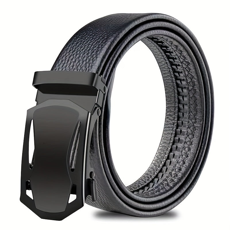 Men's Business PU Leather Belt Automatic Buckle Belt Sports Car Head Edging