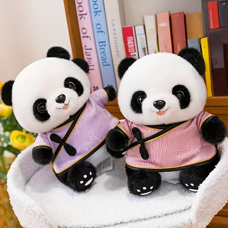 Panda Plush Doll with Chinese Style Outfit, Interactive Toy